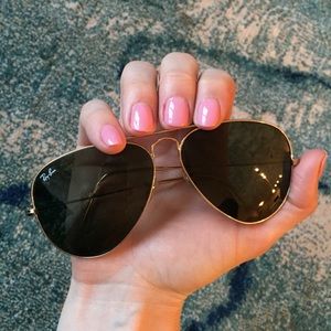 Black Ray-Ban Aviators with Gold and Clear Frame